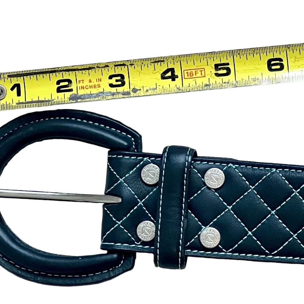Noble Outfitters Equestrian Classic Quilted Belt Black w/Blue Stitching  sz XL